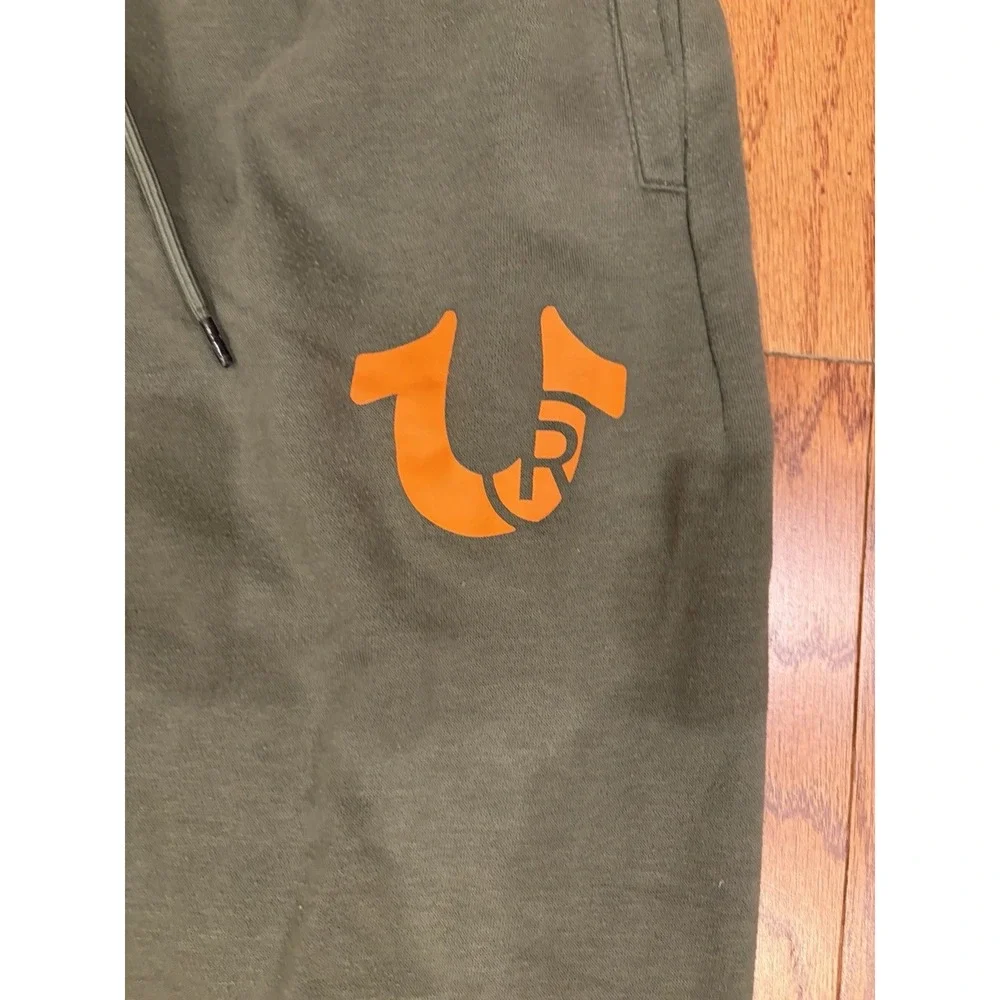 True Religion Relaxed Joggers Men's Large Green Orange‎ 'Beetle' Jogging